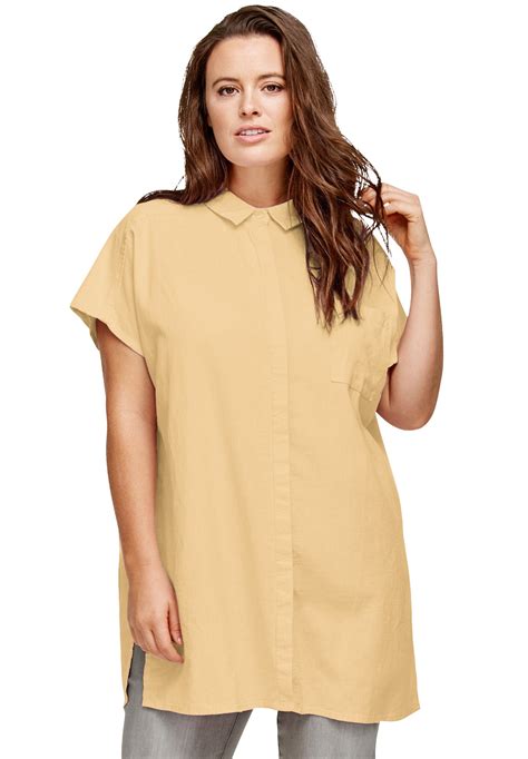 Ellos Womens Oversized Linen Blend Tunic Tunic