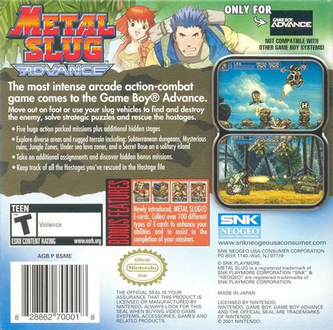 Metal Slug Advance Cover Or Packaging Material Mobygames