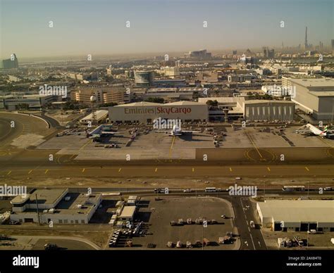 Aerial View Of Dubai International Airport And Sky Cargo Building