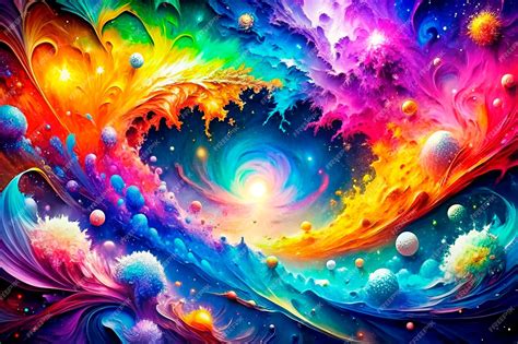Цветная радуга толстая акриловая краска с смелыми штрихами образует ...