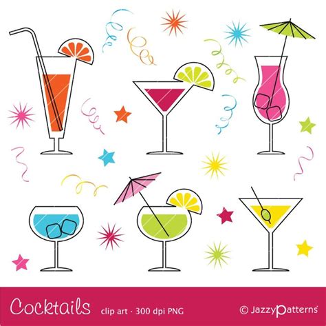 Cocktail Clipart CA017 Instant Download - Etsy