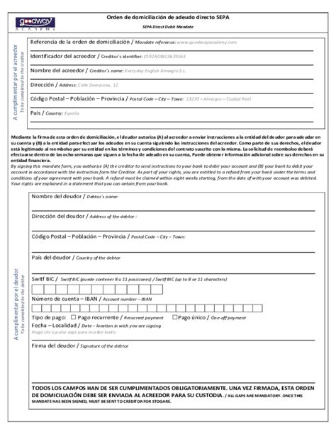 Completable En L Nea Documento O Mandato Sepa Qu Es Cmo Descargarlo Y