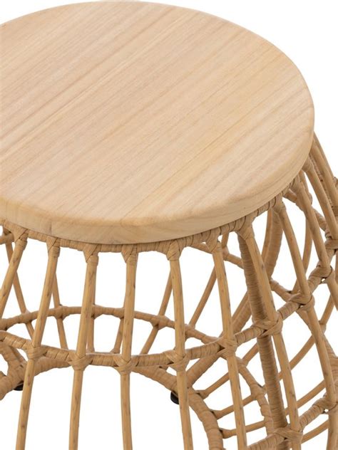 J Line Bijzettafel Mand Buiten Rattan Hout Naturel Bol