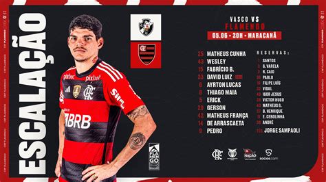 SAIU Flamengo divulga escalação para jogo contra o Vasco pelo