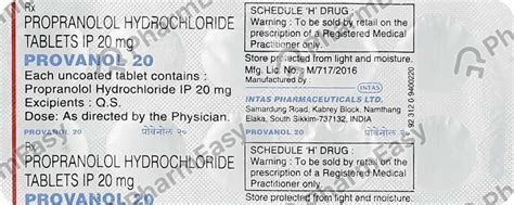 Provanol 20 MG Tablet 10 Uses Side Effects Price Dosage PharmEasy