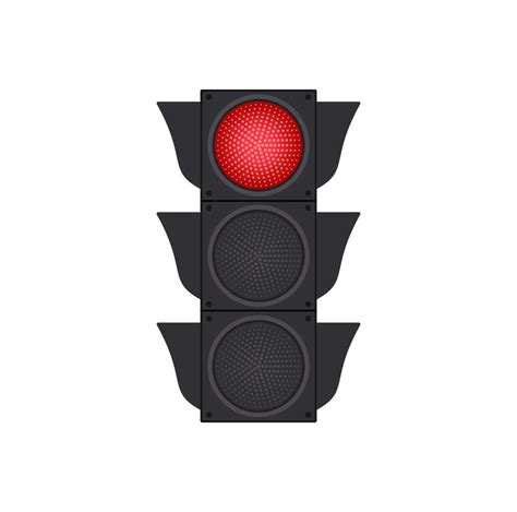 Icons Depicting Typical Horizontal Traffic Signals With Red Light In