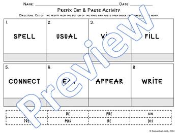 Free Prefix And Suffix Cut And Paste Activity Tpt