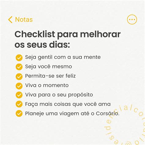 Checklist Para Melhorar Os Seus Dias