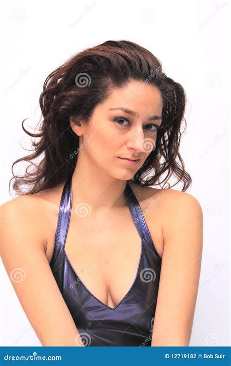 Beautiful Brunette Wearing Purple Dress Stock Photo Image Of Fashion