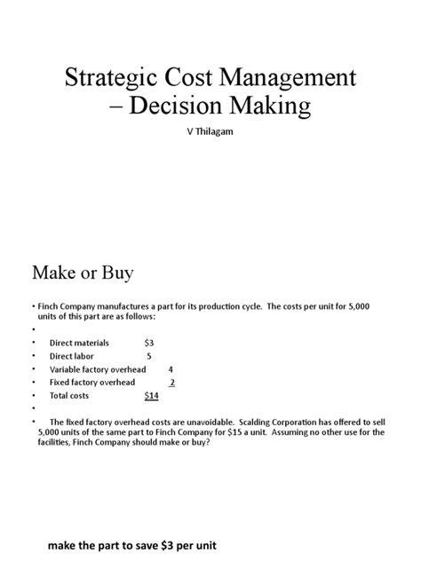 Strategic Cost Management Decision Making Pdf Financial Accounting Business