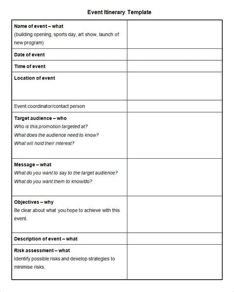 11+ Event Itinerary Template - DOC, PDF, PSD