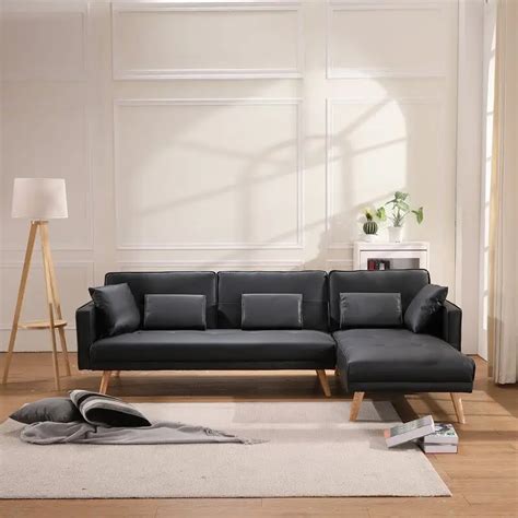 Foote 70 Wide Faux Leather Right Hand Facing Sleeper Sofa Chaise