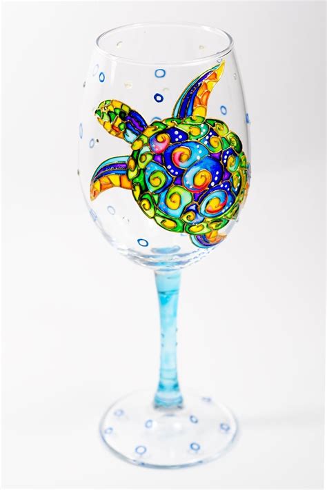 Sea Turtle Wine Glasses Beach Theme Wine Glass Turtle T Etsy