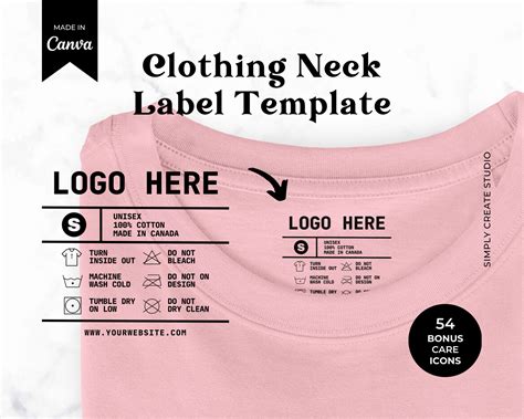 editable clothing tag template  shirt neck label garment care tag