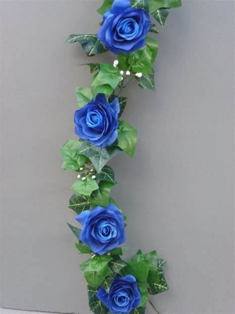 Blue Artificial Silk Roses Garland Artificial Flower Studio