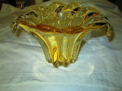 Fantastic Golden Yellow Art Glass Vase Beautiful Pattern And Design Carol S True Vintage And