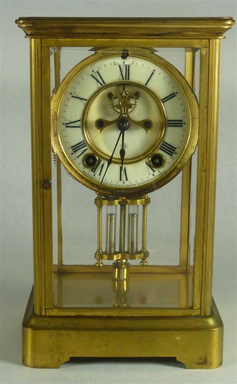 Mantle Clock ANSONIA BRASS AND GLASS MANTLE CLOCK - Tangibleinvestmentsinc.com