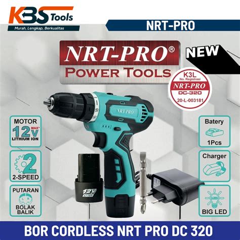 Jual Mesin Bor Baterai 12V NRT PRO DC 320 Cordless Drill Bor Tanpa