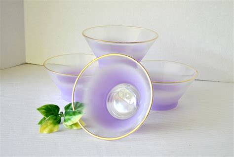 Vintage Mid Century Blendo Frosted Lavender Small Glass Bowl Etsy