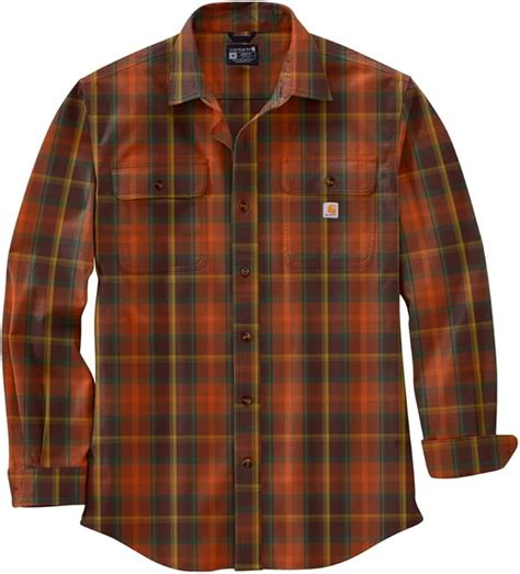 Carhartt Men S Loose Fit Plaid Heavyweight Long Sleeve Button Down