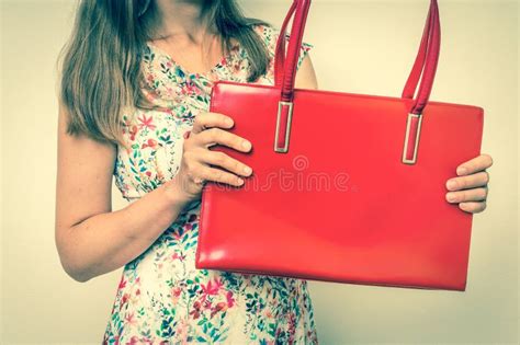 Woman With Red Handbag Retro Style Stock Image Image Of People Elegant 97940089