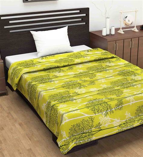 Buy Green Floral Gsm Single Bed Dohar By Divine Casa Online