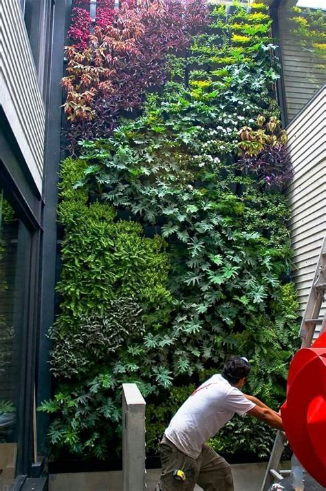 Modern Geometric Flower Wall Design In Green Wall Garden