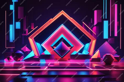 Premium AI Image | Geometric shapes neon lights background