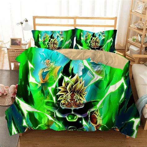 Berserk Broly With Son Goku And Vegeta Green Bedding Set Green