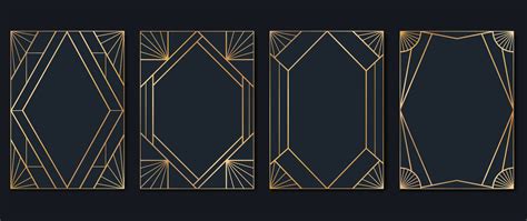 Luxury Geometric Pattern Cover Template Set Of Art Deco Poster Design