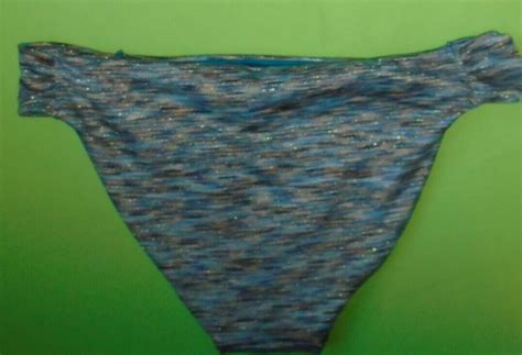 Next Space Dye Tab Bikini Briefs Teal Blue Texture Bottoms Size New