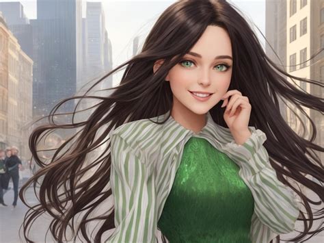 Premium Ai Image Beautiful Woman With Black Hair And Blue Eyes