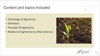 Introduction to agronomy | PPT