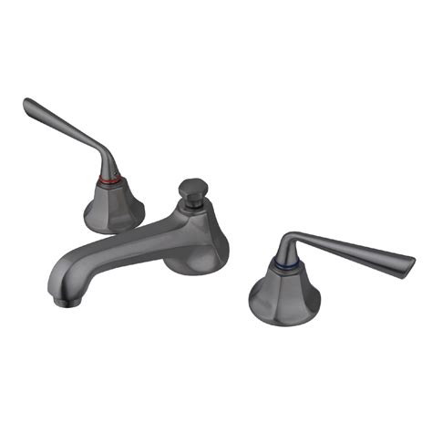 Modern 2 Handle 3 Hole Deck Mounted Widespread Bathroom Faucet With