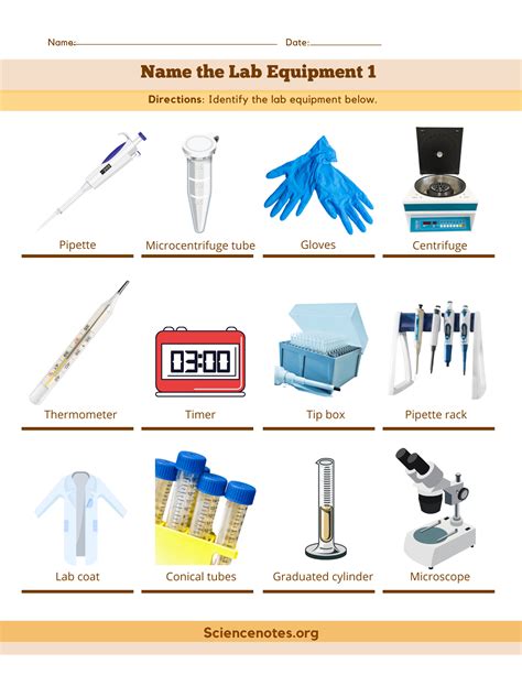 Lab Equipment Worksheet Answers