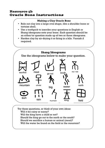 Shang Dynasty - Oracle Bones Instructions | Teaching Resources