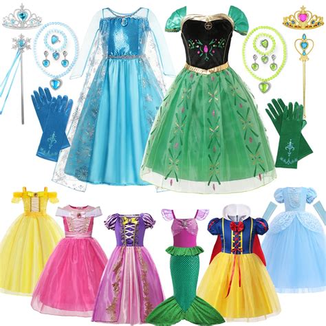 Disney Frozen Elsa Anna Kostium Aurora Belle Snow Bia A Sukienka Ksi