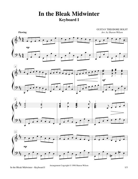 In The Bleak Midwinter 2 Pianos 4 Hands Duet Sheet Music Sharon