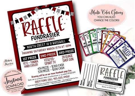 Raffle Ticket Fundraiser Flyer Editable Raffle Fundraiser Template