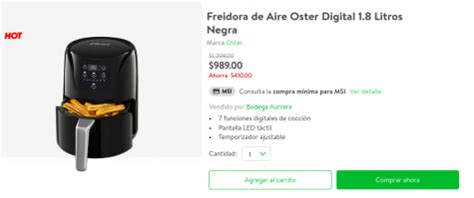 Freidora De Aire Oster Digital Litros Negra Por En Bodega Aurrera