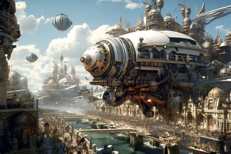 Steampunk City Airship Stock Illustrations – 91 Steampunk City Airship ...