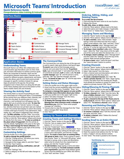 Microsoft Teams Introductory Quick Reference Training Tutorial Guide By Teachucomp Inc Goodreads