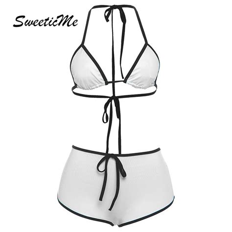 SweeticMe Women S 2025 New Fashion Beach Vacation Sexy Halter Lacing Bikini Sets Shopee