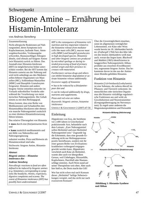 Pdf Biogene Amine Ern Hrung Bei Histamin Intoleranz Dokumen Tips