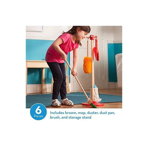 Melissa & Doug Dust! Sweep! Mop! 6-Piece Pretend Play Cleaning Set - Broom, Duster, Kid-Sized ...