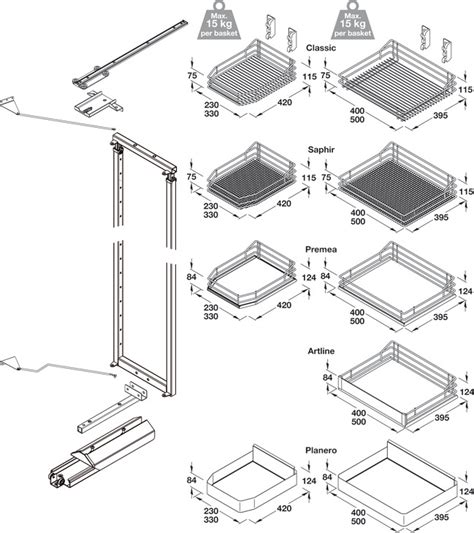 Swing Out Larder Unit For Cabinet Width 450 600 Mm Saphir Mesh