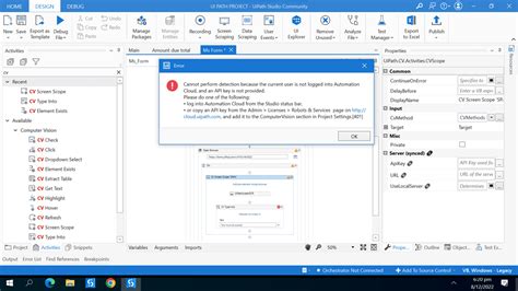 issue  cv screen scope studio uipath community forum