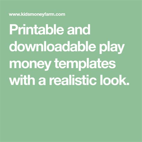 Printable And Downloadable Play Money Templates With A Realistic Look