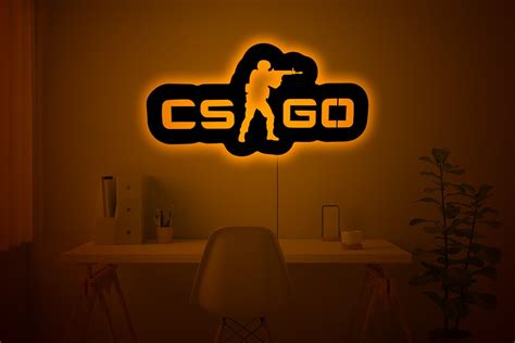 CS GO Wall Art With LED Lights Gamer Room Wall Decor Gemer Etsy UK