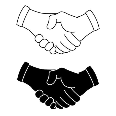 Premium Vector Black And White Handshake Icons